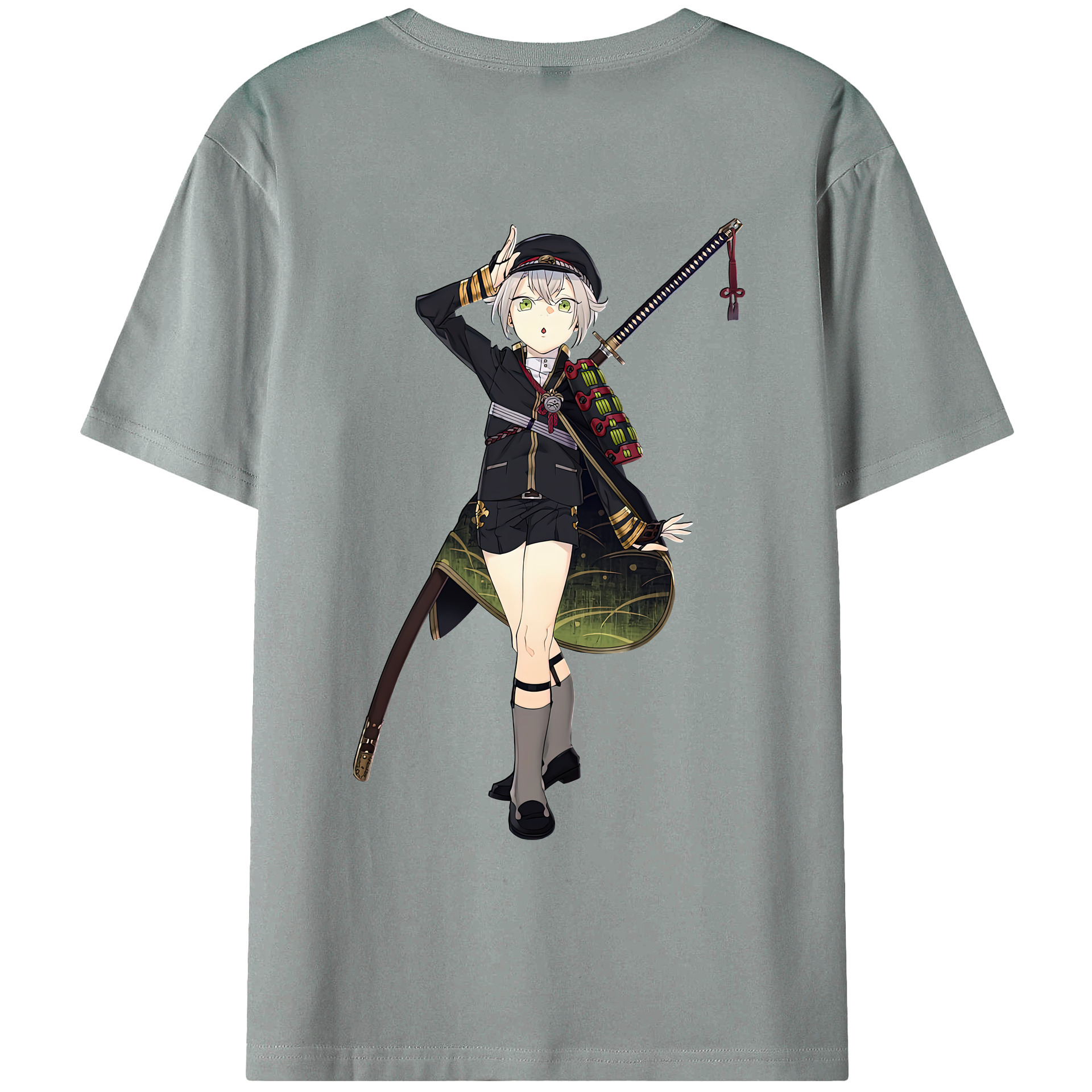 （画像用） 刀剣乱舞 Touken Ranbu 綿100％ メンズ半袖Tシャツ（バックプリント） 通気性